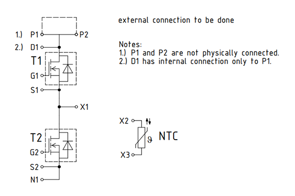 Schaltungsanordnung - Infineon Technologies HybridPACK™ DSC-S-Module mit SiC-MOSFET und NTC
